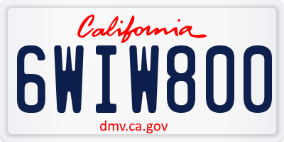 CA license plate 6WIW800