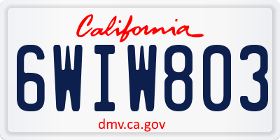 CA license plate 6WIW803