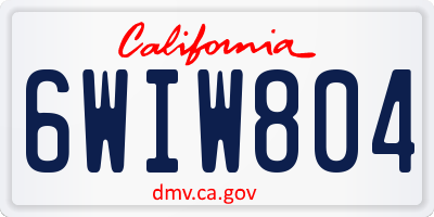 CA license plate 6WIW804