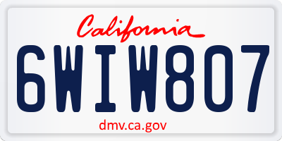 CA license plate 6WIW807