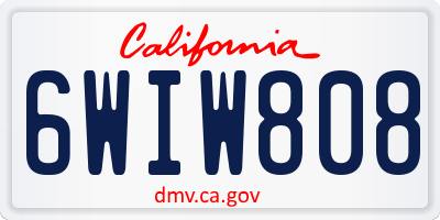 CA license plate 6WIW808