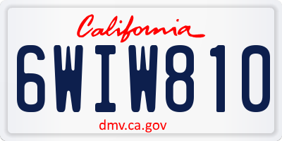 CA license plate 6WIW810