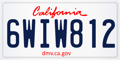 CA license plate 6WIW812