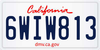 CA license plate 6WIW813