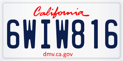 CA license plate 6WIW816
