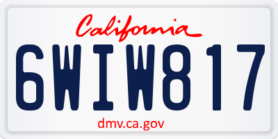 CA license plate 6WIW817