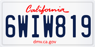 CA license plate 6WIW819
