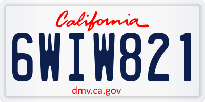 CA license plate 6WIW821