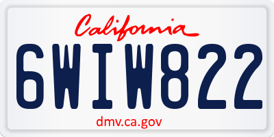 CA license plate 6WIW822