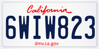 CA license plate 6WIW823