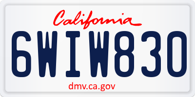 CA license plate 6WIW830