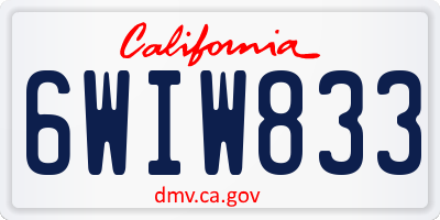CA license plate 6WIW833