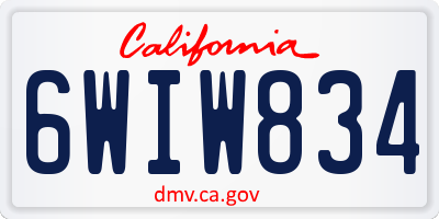 CA license plate 6WIW834