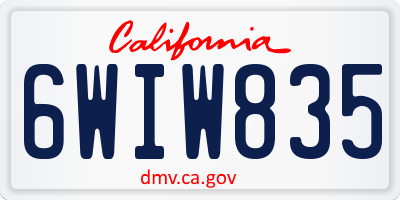 CA license plate 6WIW835