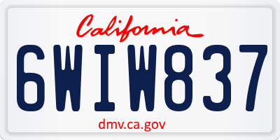 CA license plate 6WIW837