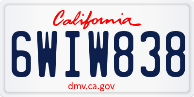 CA license plate 6WIW838