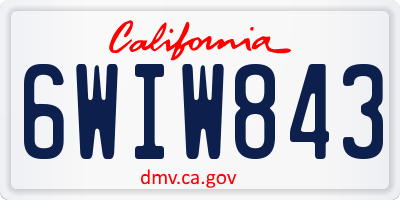 CA license plate 6WIW843
