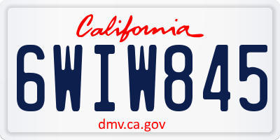 CA license plate 6WIW845