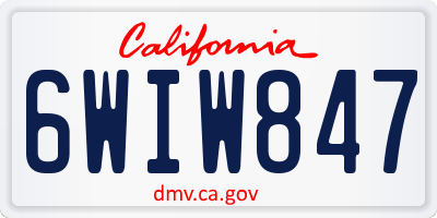 CA license plate 6WIW847
