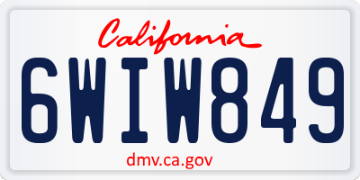 CA license plate 6WIW849