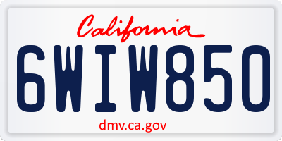 CA license plate 6WIW850
