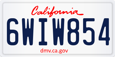 CA license plate 6WIW854