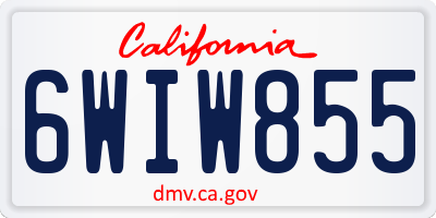 CA license plate 6WIW855