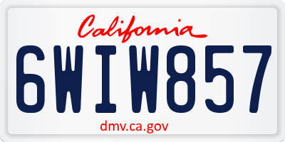 CA license plate 6WIW857