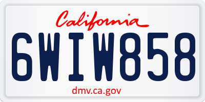 CA license plate 6WIW858