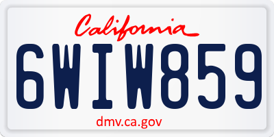 CA license plate 6WIW859