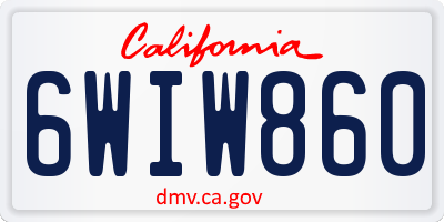 CA license plate 6WIW860