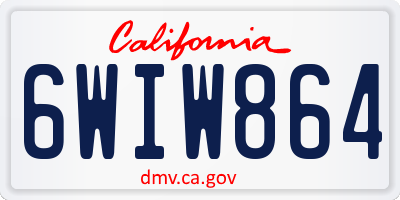 CA license plate 6WIW864