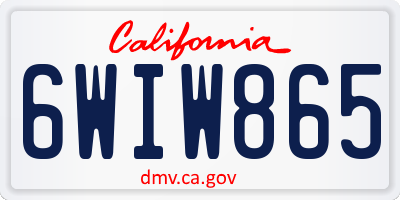 CA license plate 6WIW865