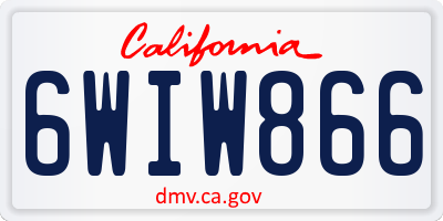 CA license plate 6WIW866