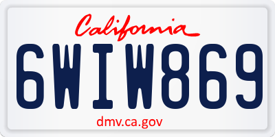 CA license plate 6WIW869