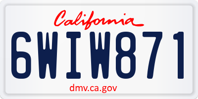 CA license plate 6WIW871