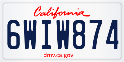 CA license plate 6WIW874