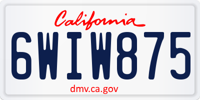 CA license plate 6WIW875