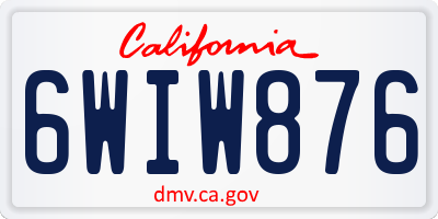 CA license plate 6WIW876