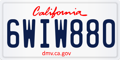 CA license plate 6WIW880