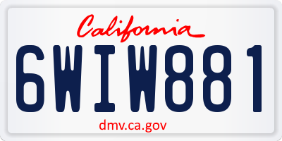 CA license plate 6WIW881