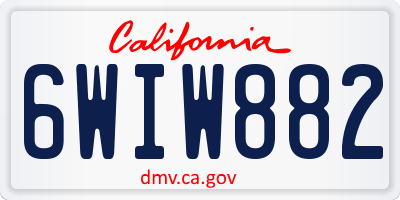 CA license plate 6WIW882