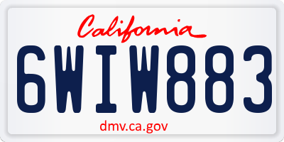 CA license plate 6WIW883
