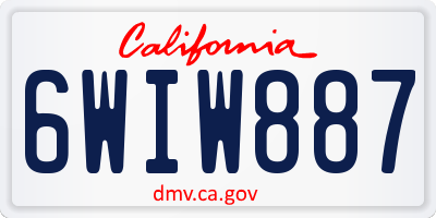 CA license plate 6WIW887