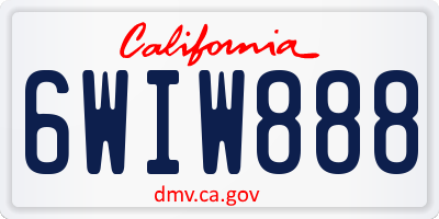 CA license plate 6WIW888