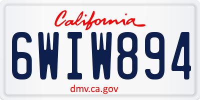 CA license plate 6WIW894