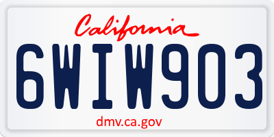 CA license plate 6WIW903