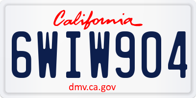 CA license plate 6WIW904