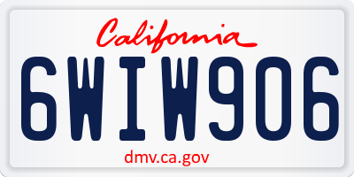 CA license plate 6WIW906