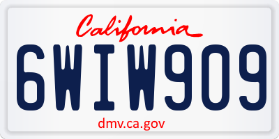 CA license plate 6WIW909